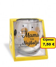 Staklena čaša s prigodnim natpisom : "Mama ti si najbolja"